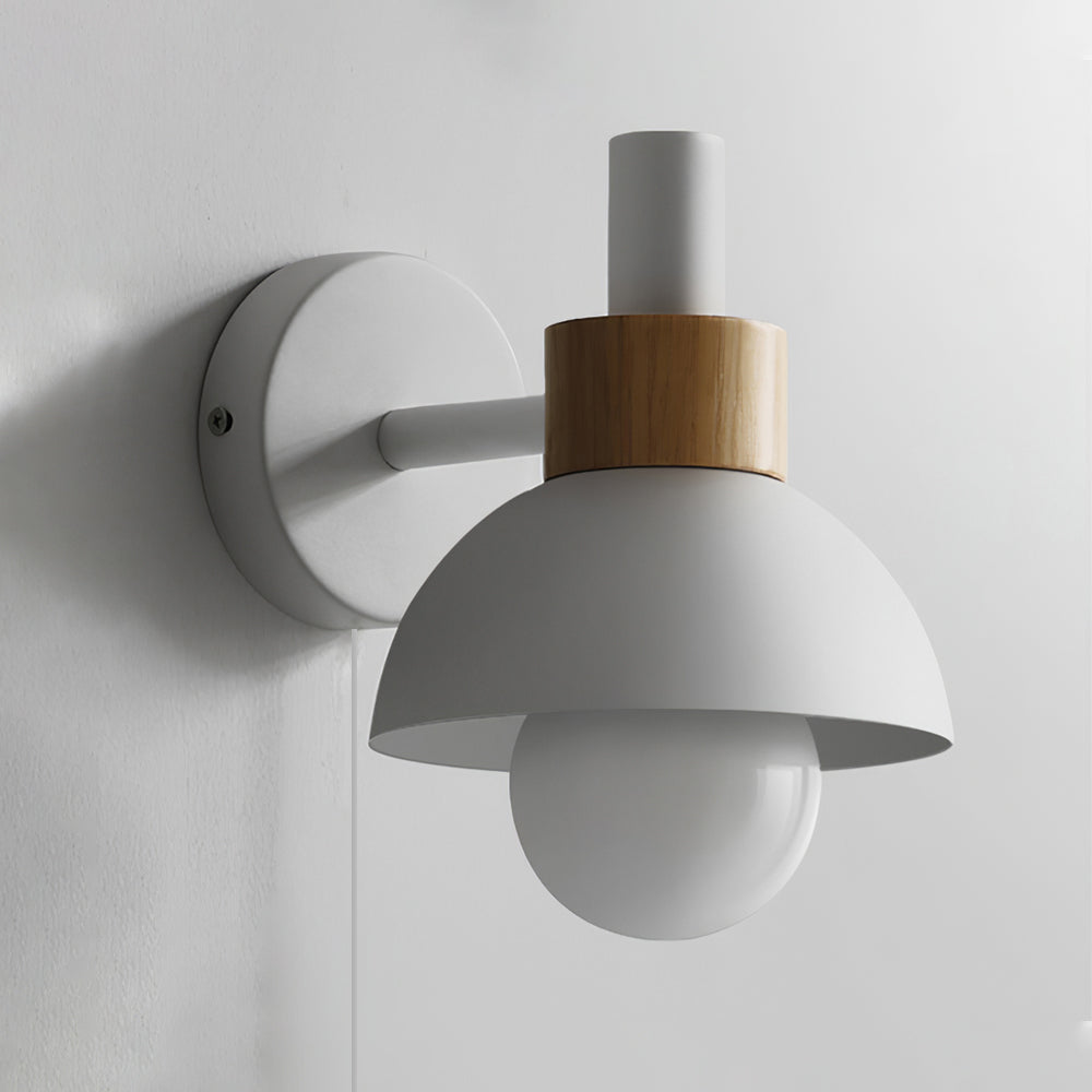 Classic Wall Light | Curved Arm Dome Shade Plug In Sconce