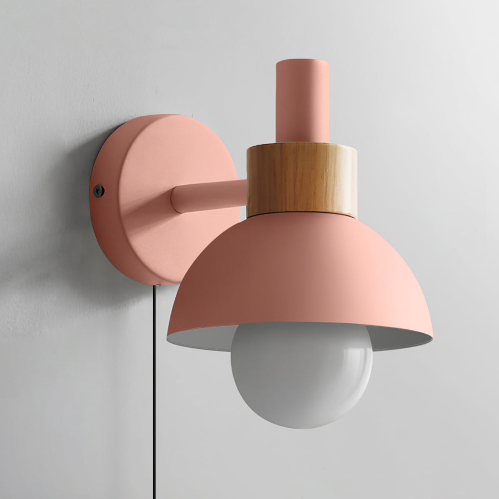 Classic Wall Light | Curved Arm Dome Shade Plug In Sconce