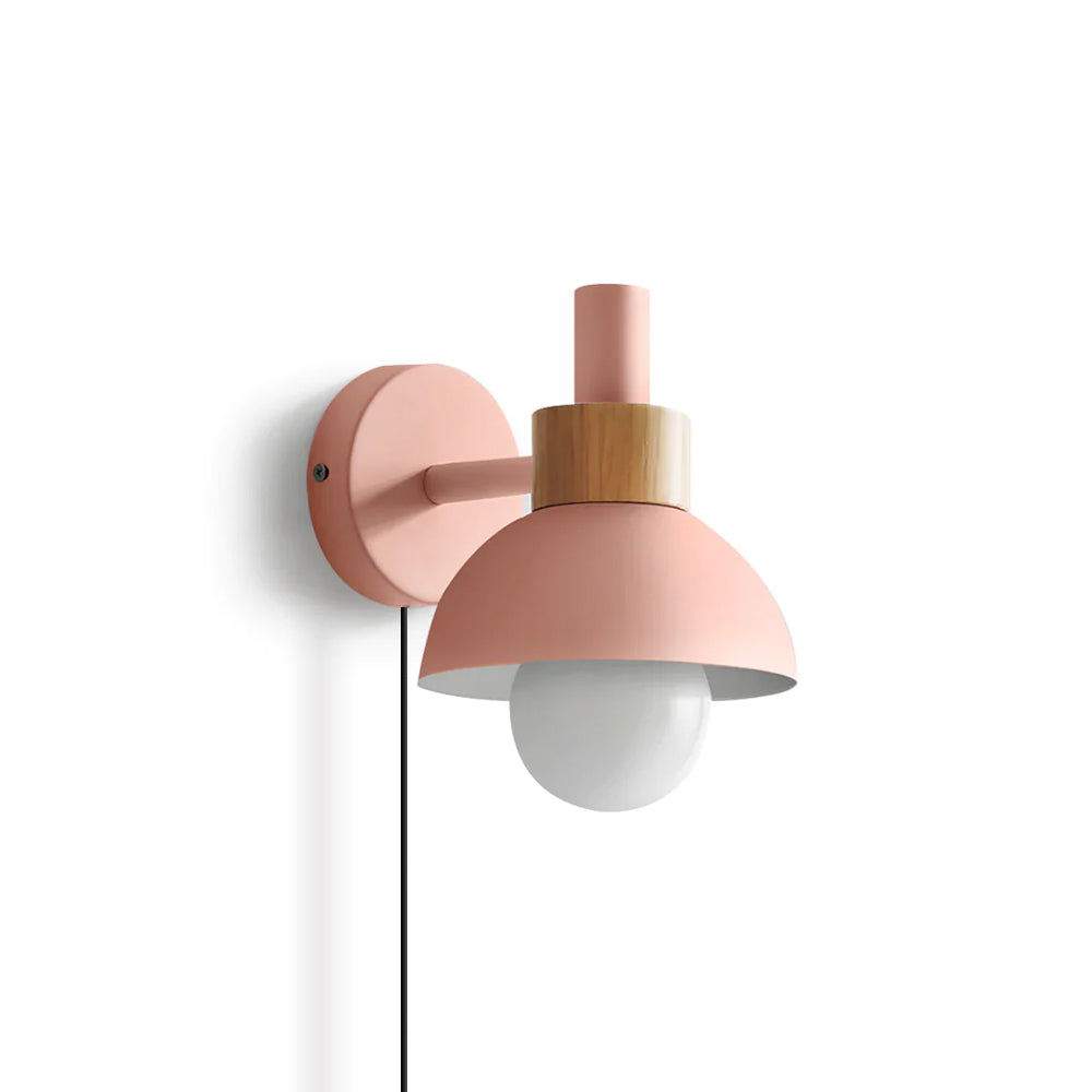 Classic Wall Light | Curved Arm Dome Shade Plug In Sconce