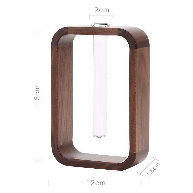 Wood Frame Glass Plant Vase