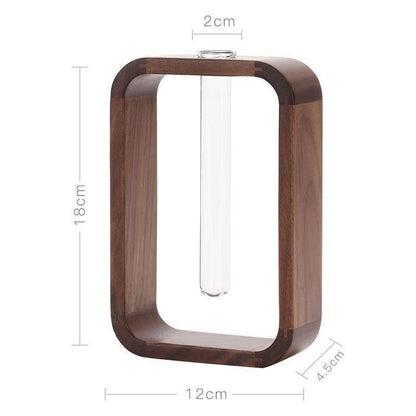 Wood Frame Glass Plant Vase