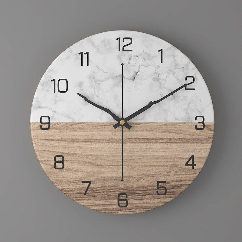 Marble Wall Clock | Modern 30cm Silent Quartz Timepiece