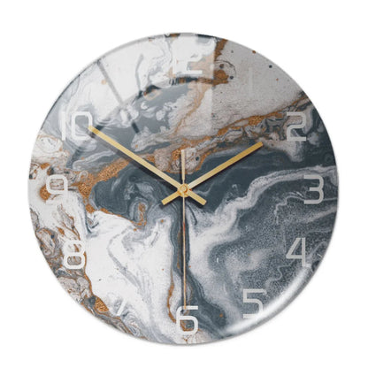 Designer Marble Wall Clock | Modern Green Aesthetic Timepiece