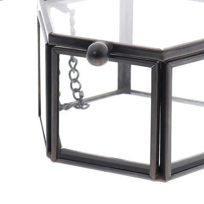Geometric Clear Glass Jewellery Box | Modern Storage Solution-HEXAGON-GOLD-State of Style