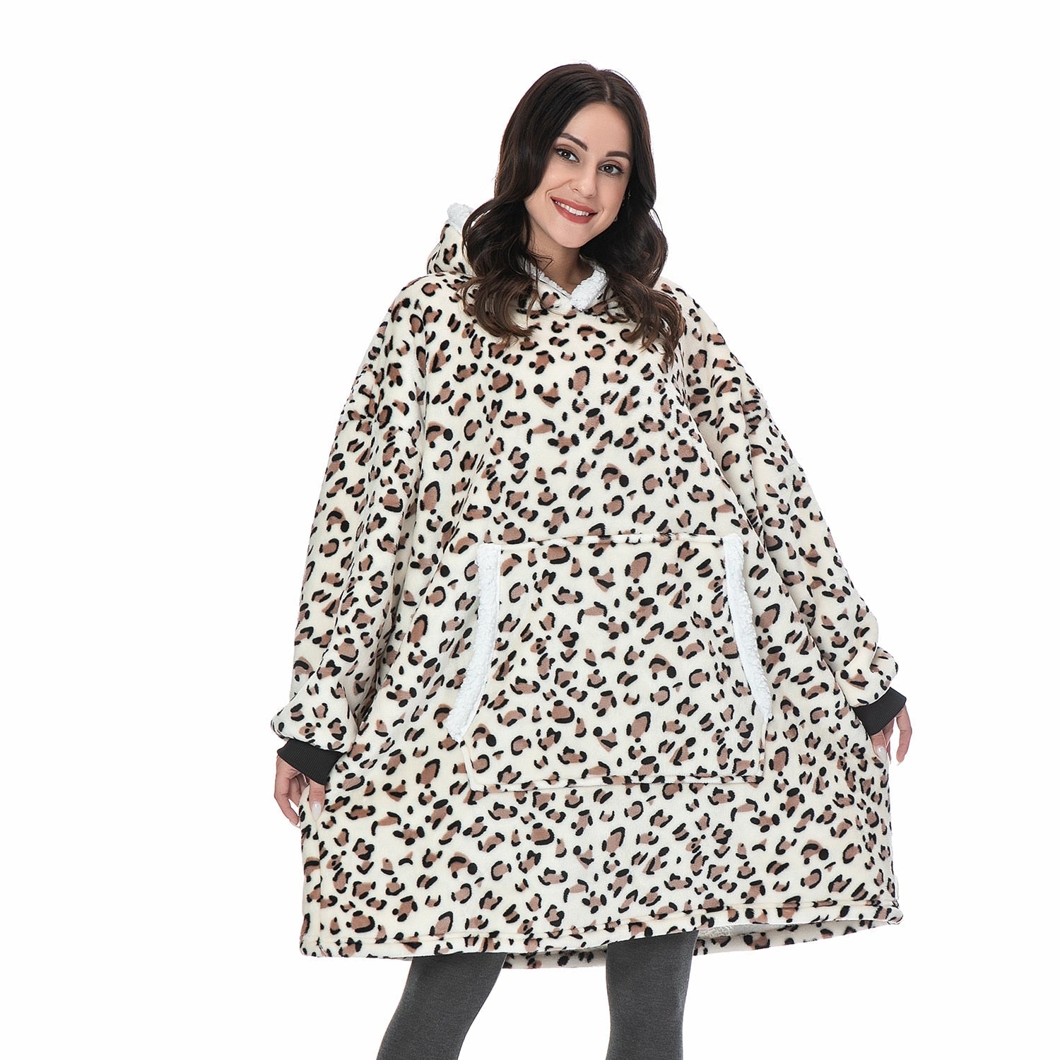 Hoodie & Blanket | Wonderful combination of a soft hoodie and a comfortable blanket in one!-Washed Pink & White-State of Style