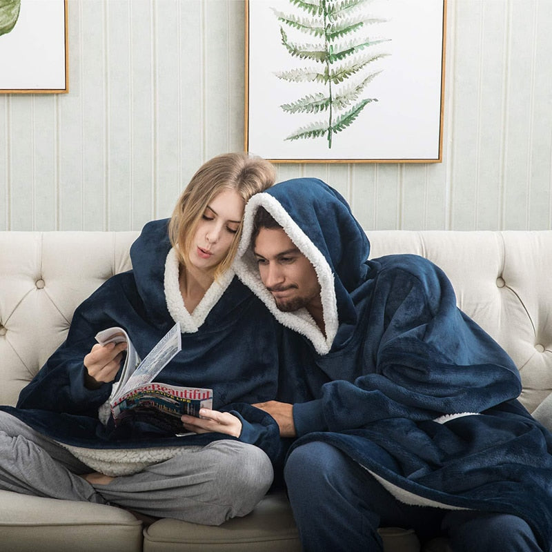 Hoodie & Blanket | Wonderful combination of a soft hoodie and a comfortable blanket in one!-Washed Pink & White-State of Style
