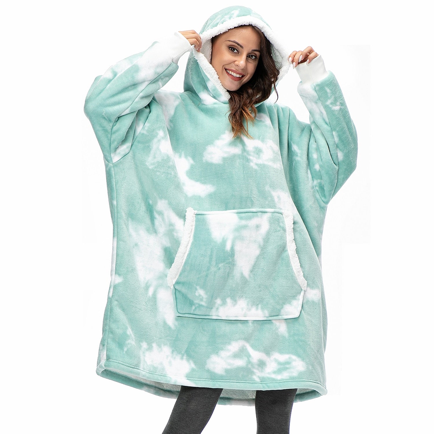 Hoodie & Blanket | Wonderful combination of a soft hoodie and a comfortable blanket in one!-Washed Pink & White-State of Style