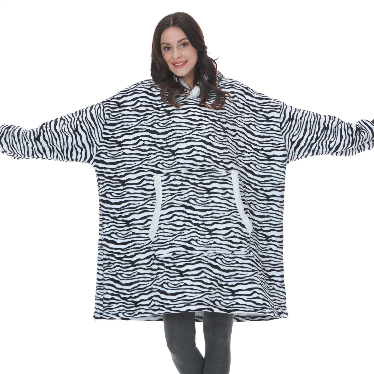Hoodie & Blanket | Wonderful combination of a soft hoodie and a comfortable blanket in one!-Washed Pink & White-State of Style