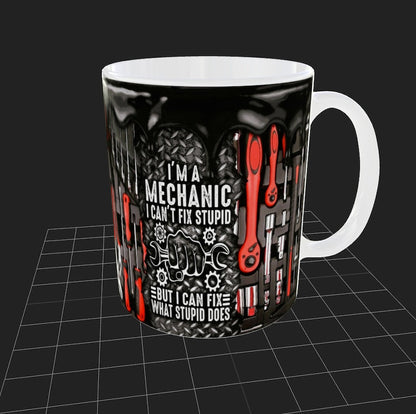 Witty Ceramic Coffee Mug | Red Tools Shop Theme Print