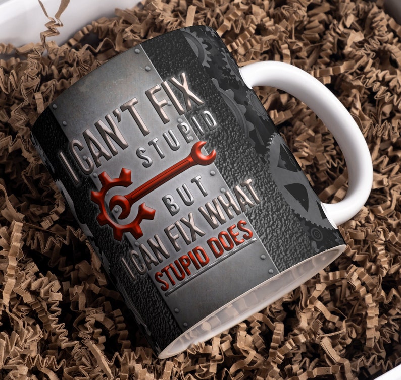 Black Ceramic Coffee Cup | Funny Mechanic Quote Print