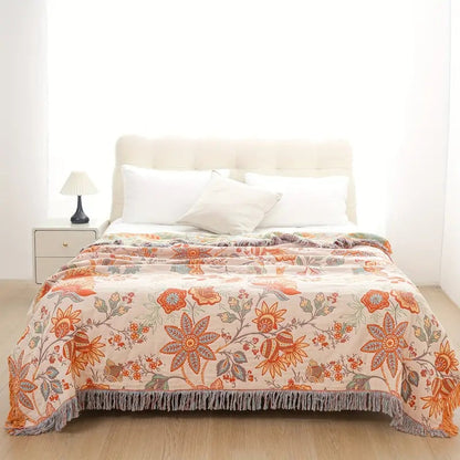 Floral Woven Cotton Blanket