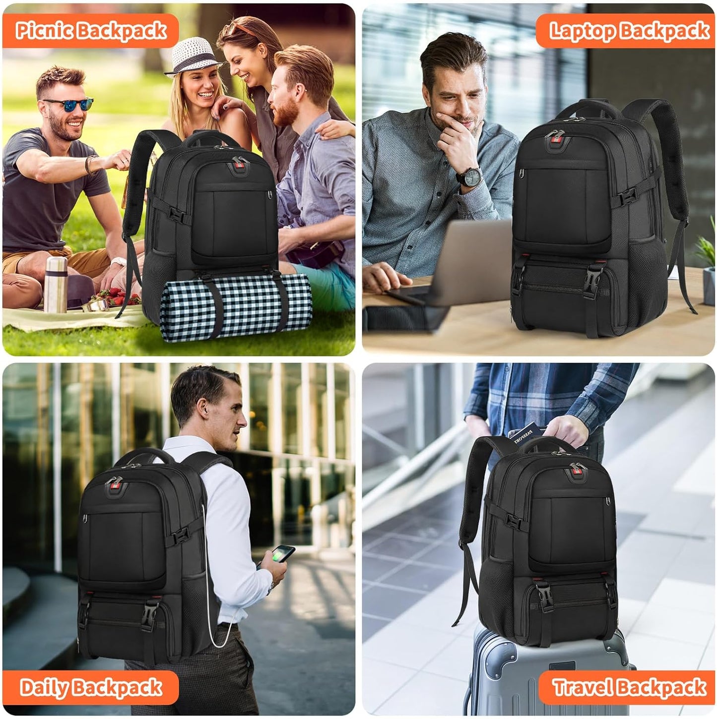 Large Insulated Lunch Bag Backpack | Travel Laptop Cooler