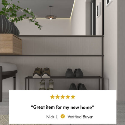 Metal Minimalist Shoe Rack shown in a styled entryways setting with finish and proportions visible.