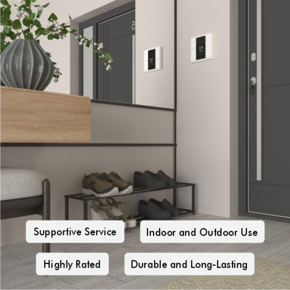 Metal Minimalist Shoe Rack feature highlights showing the rack holding multiple pairs of shoes in a modern entryway.