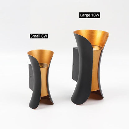 Modern LED Outdoor Wall Lamp - LumiEdge-Small (6W)-Warm White-Black and Gold-State of Style