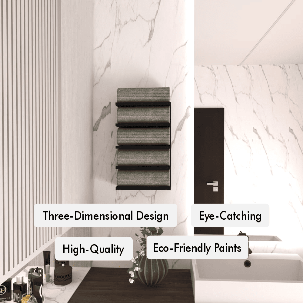 Size guide for Multiple Towel Rack showing 4 available size variants up to 8 Tier-32H in, with scale references for comparison.