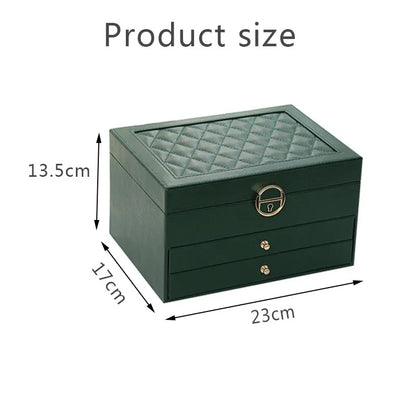 Multilayer Leather Jewellery Box | Organised and Stylish Storage-GREEN-State of Style