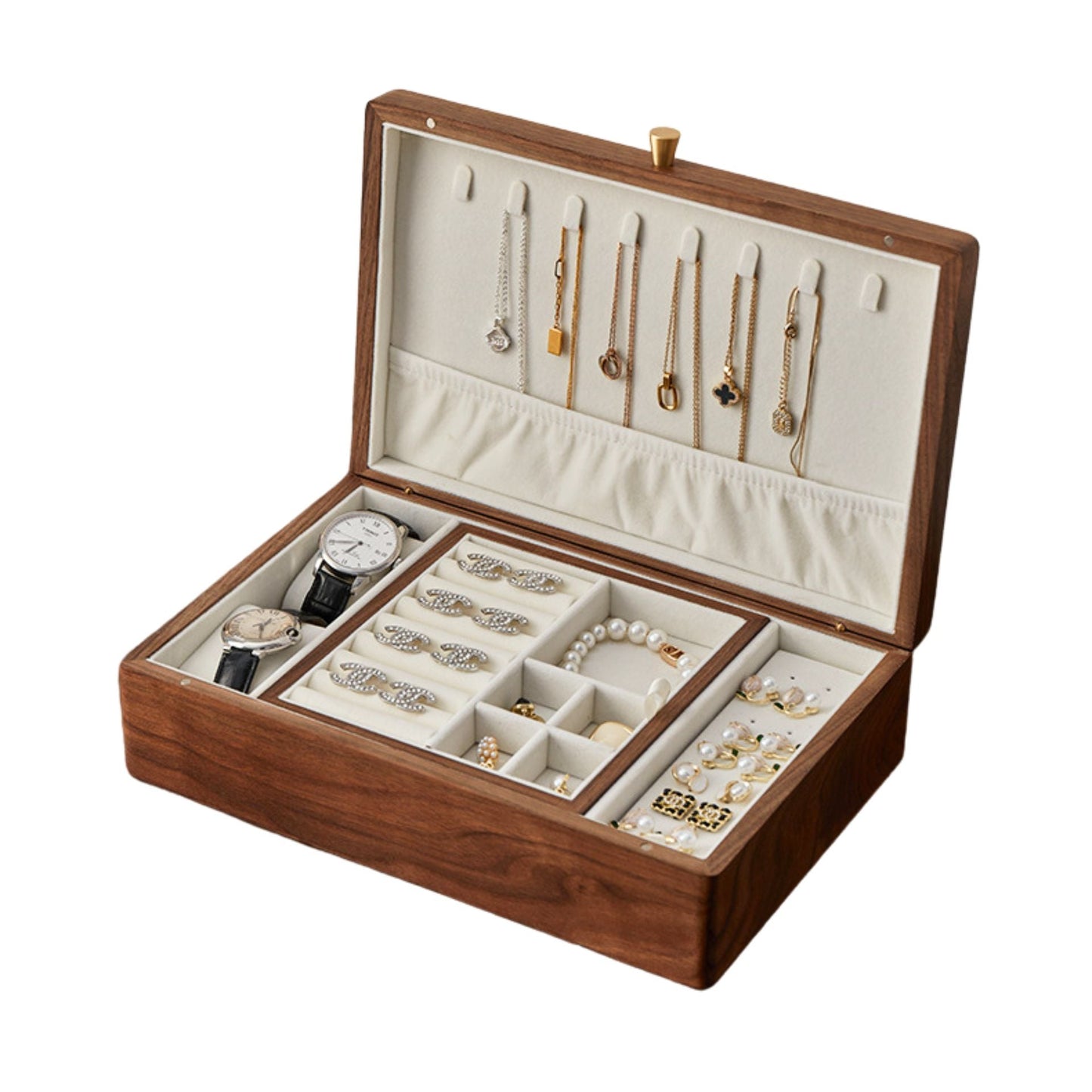 Walnut Jewelry Box with Lift Out Tray