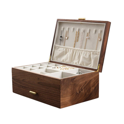 Walnut Jewelry Box with Necklace Organizer