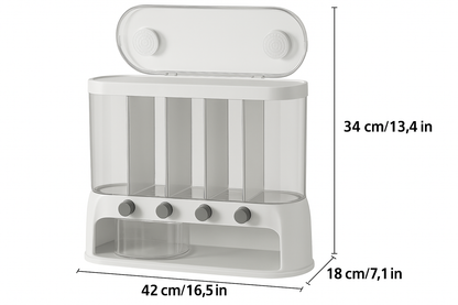 Segmented Kitchen Grain Storage Box | Airtight Pantry Dispenser