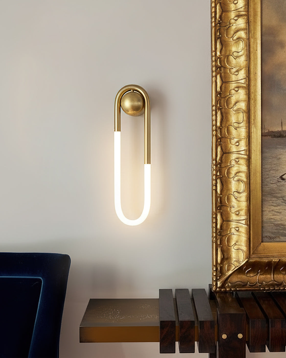 Minimalist Wall Light | Elongated Oval Loop Geometric Tube Sconce