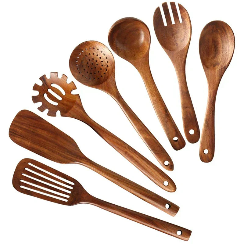 Teak Kitchen Utensils | Natural Wood Cooking Tools