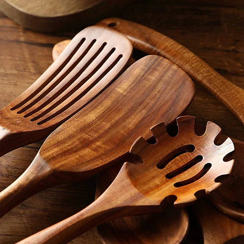 Teak Kitchen Utensils | Natural Wood Cooking Tools