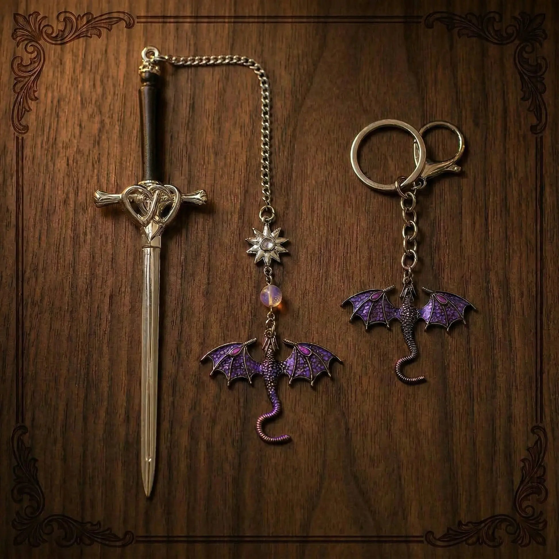 Dragon Sword Bookmark + Keychain Bundle