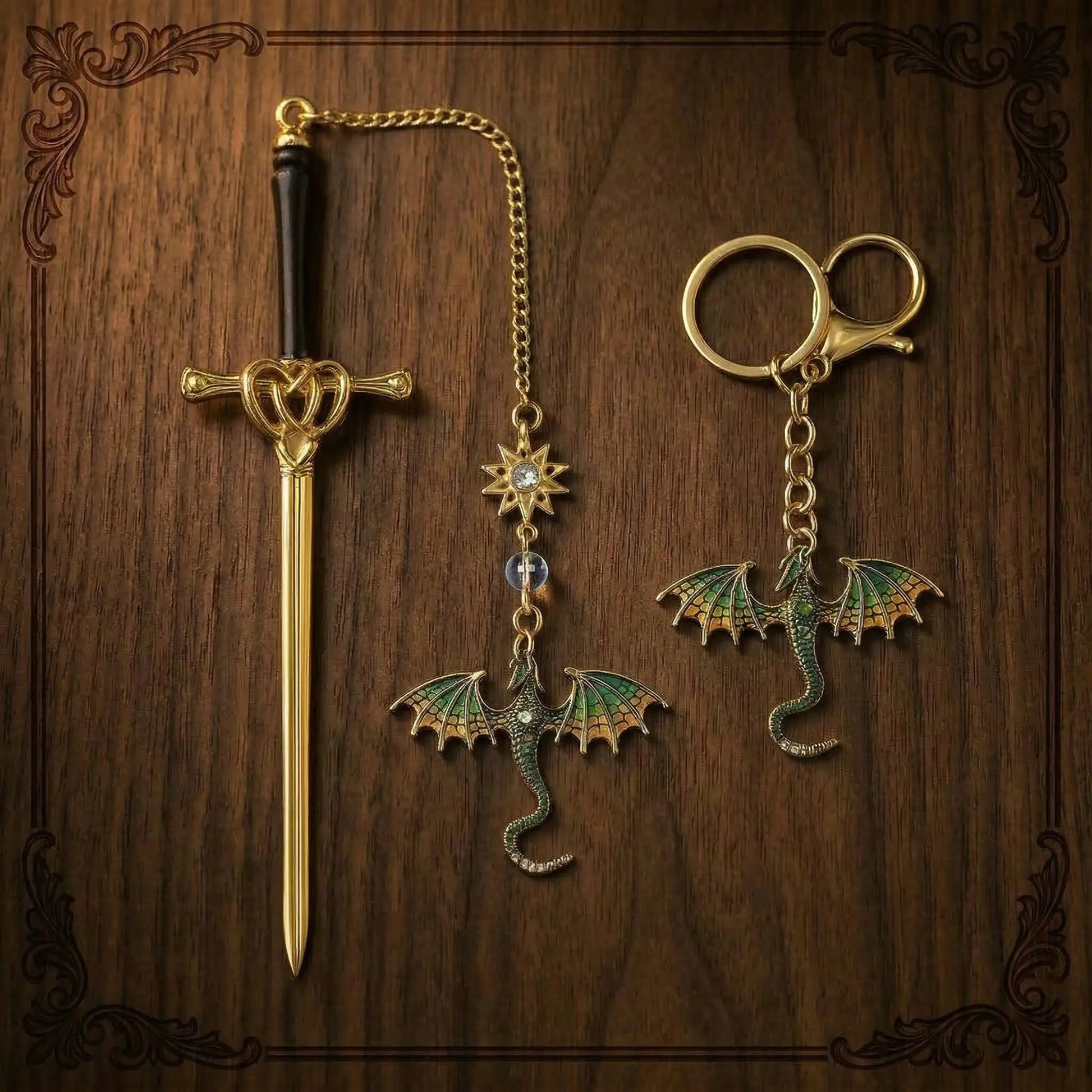 Dragon Sword Bookmark + Keychain Bundle