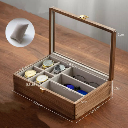 Walnut Watch Display Case with Glass Top