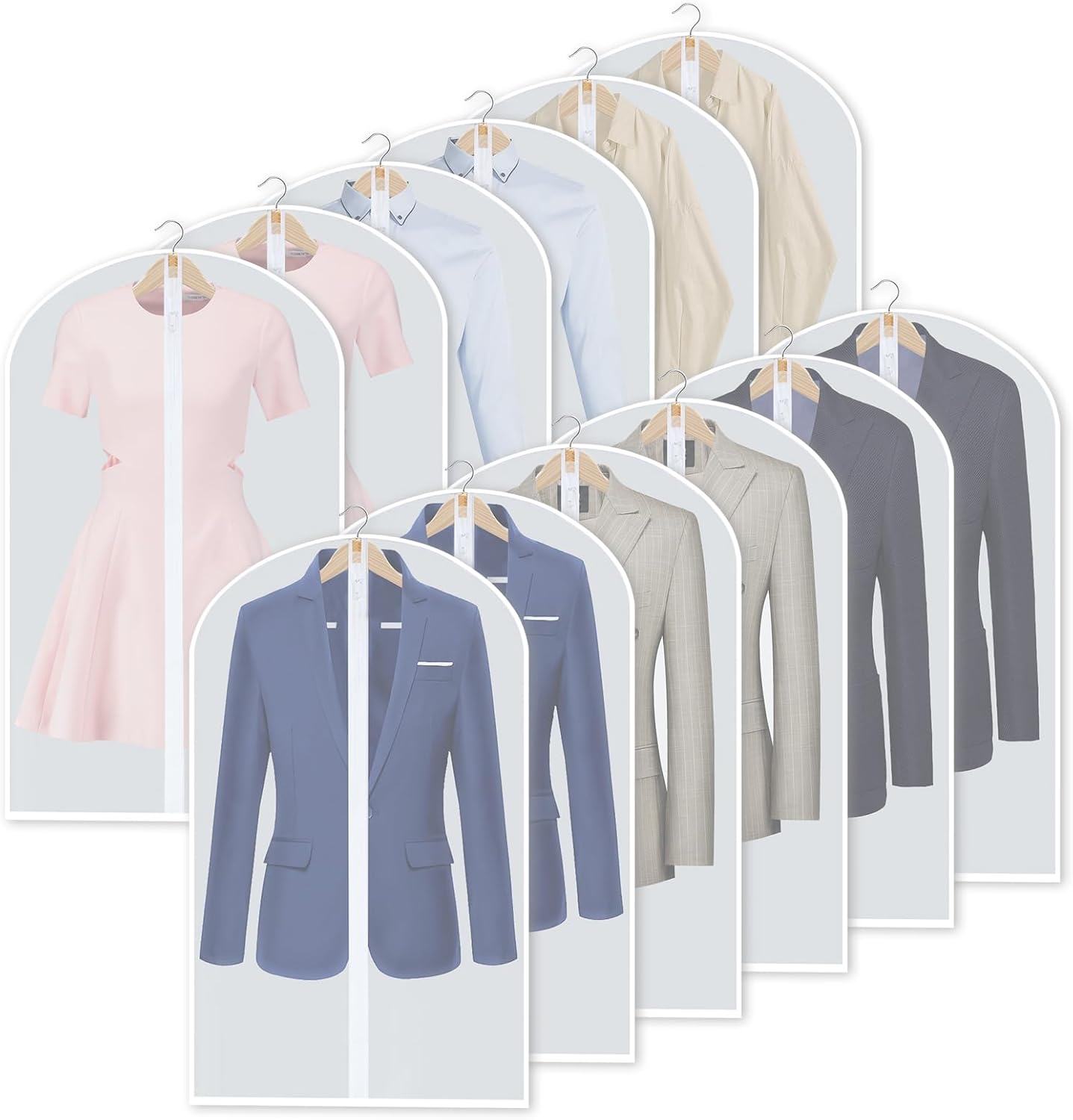 24-Pack Clear Clothes Garment Bag | PEVA Hanging Storage Covers