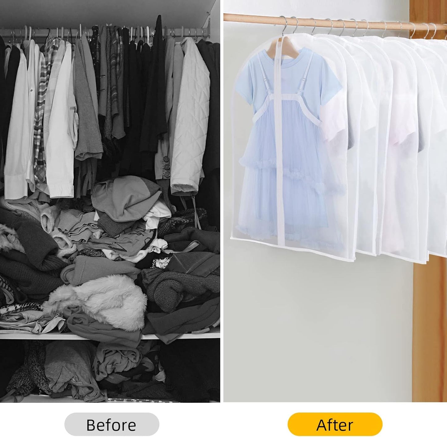 24-Pack Clear Clothes Garment Bag | PEVA Hanging Storage Covers