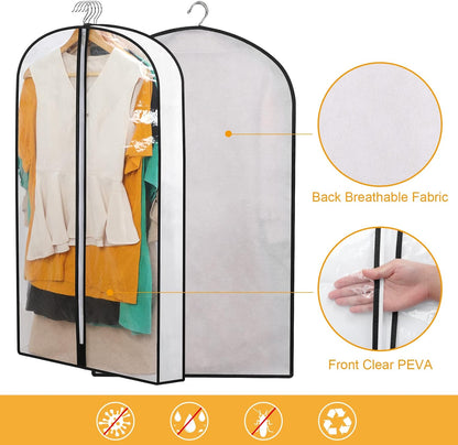 24-Pack Clear Clothes Garment Bag | PEVA Hanging Storage Covers
