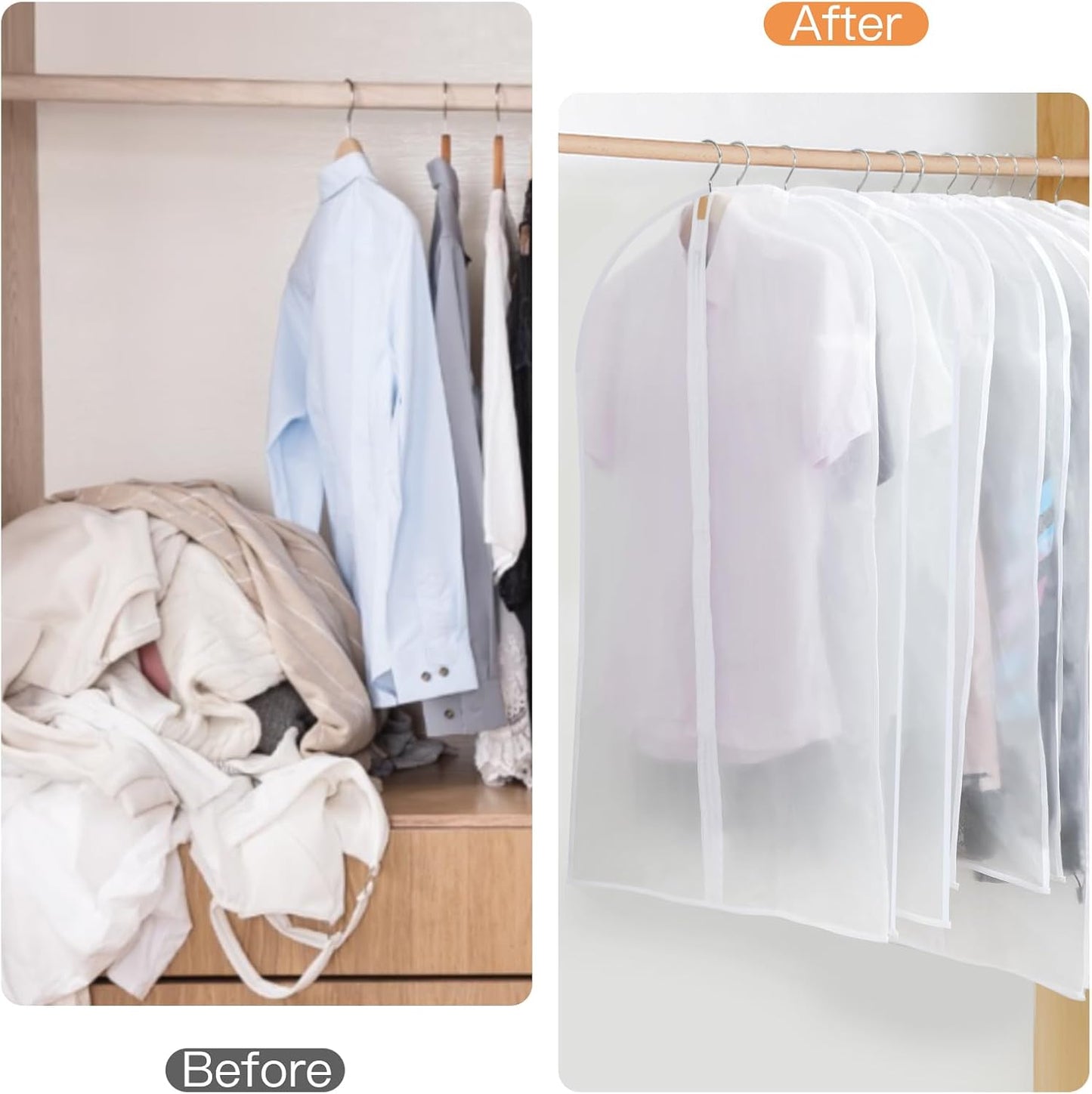 12-Pack Clear Clothes Garment Bag | PEVA Hanging Suit Storage