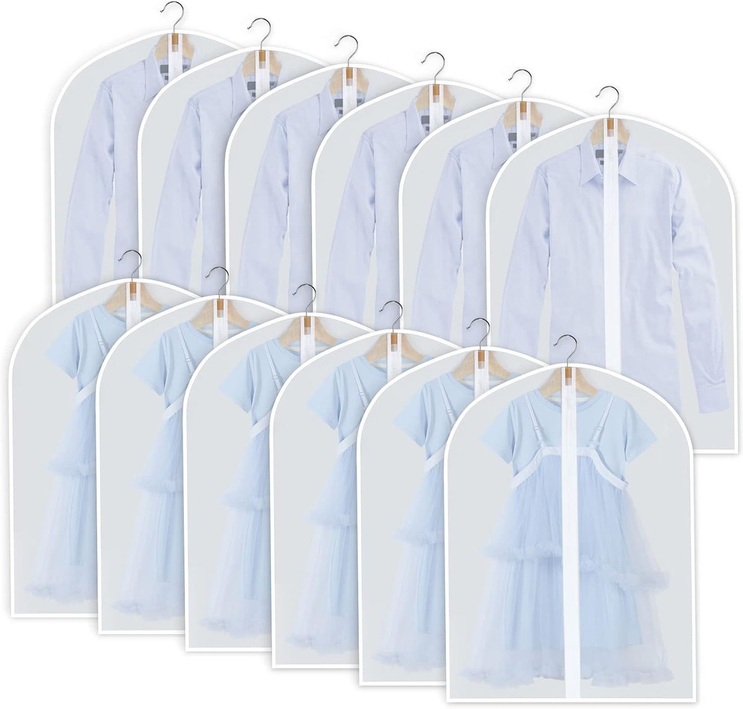 24-Pack Clear Clothes Garment Bag | PEVA Hanging Storage Covers