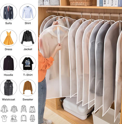 24-Pack Clear Clothes Garment Bag | PEVA Hanging Storage Covers