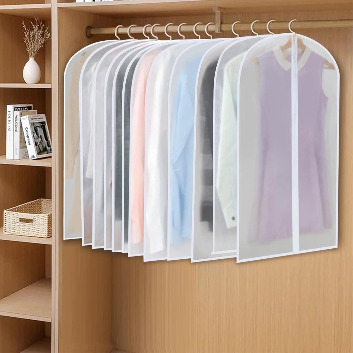 24-Pack Clear Clothes Garment Bag | PEVA Hanging Storage Covers